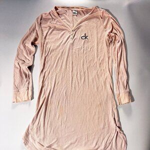 Calvin Klein Womens Pink/cream Long Sleeve sleepwear V neck pullover size small